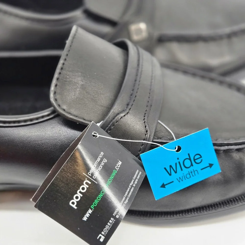 Thom McAn Men Black Leather Poron 4000 Penny Loafers Dress Shoes 10W NWT Y2K